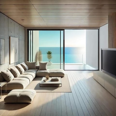 Natural landscape, Living room, Seating area, Sea view