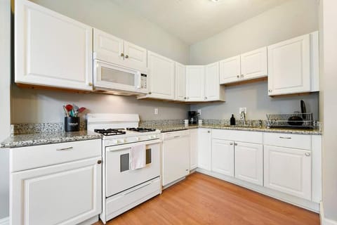 Kitchen or kitchenette, dishwasher, oven, stove