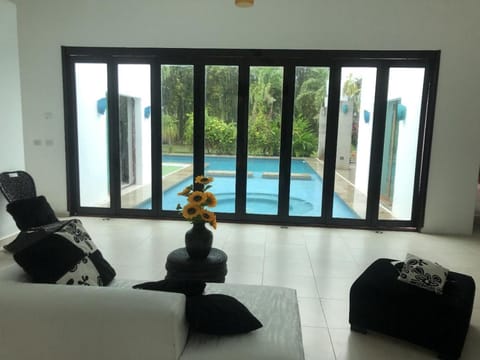 Living room, Pool view, Swimming pool