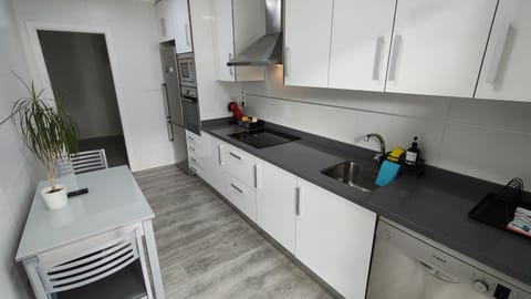 Kitchen or kitchenette, dishwasher, stove