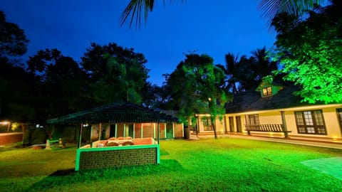 Property building, Night, Garden