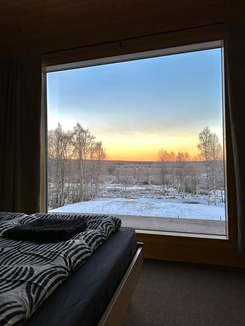 Bed, Natural landscape, Winter, Bedroom, Sunrise