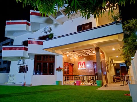 Property building, Night, Garden, Garden view