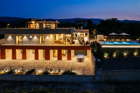 Property building, Night, Natural landscape, Pool view