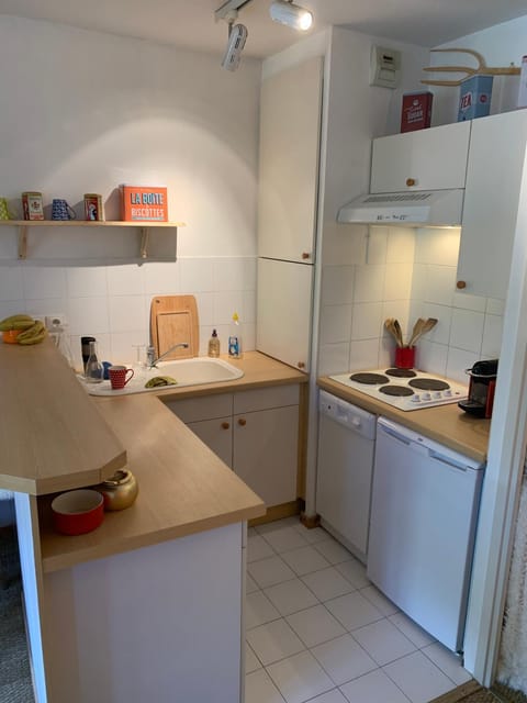 Kitchen or kitchenette, dishwasher, stove