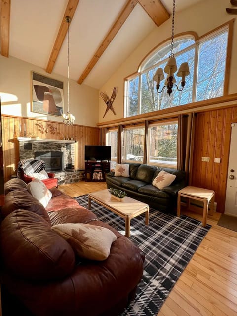 Living room, Seating area, Mountain view, fireplace