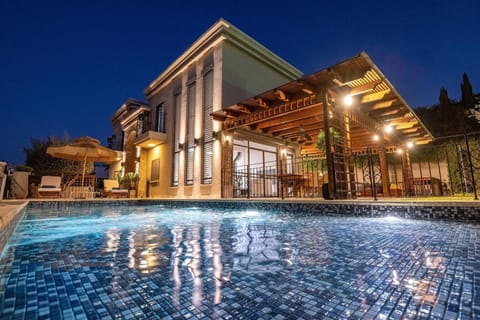 Property building, Night, Swimming pool