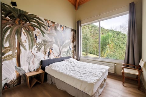 Bed, Natural landscape, Bedroom, Garden view