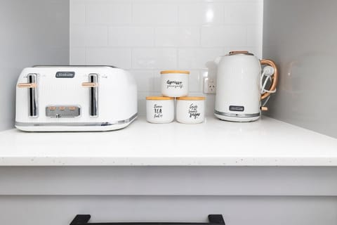 Kitchen or kitchenette, toaster