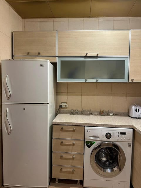 Kitchen or kitchenette, washing machine