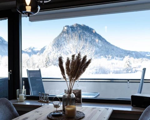 Natural landscape, Winter, Seating area, Mountain view