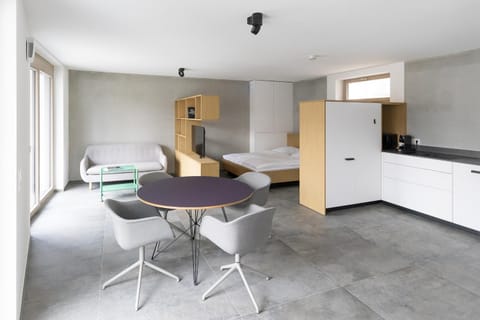 Kitchen or kitchenette, Living room, Seating area