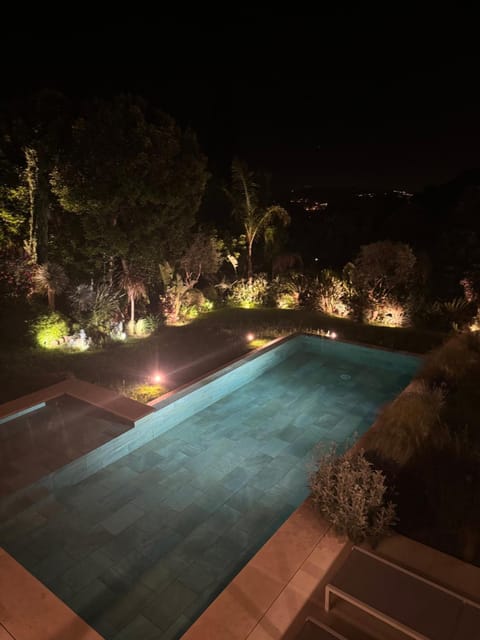 Night, Pool view, Swimming pool