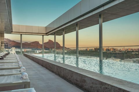 Natural landscape, Mountain view, Pool view, Swimming pool, Sunset