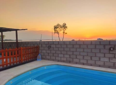 Natural landscape, Pool view, Swimming pool, Sunset