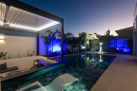 Night, Pool view, Swimming pool