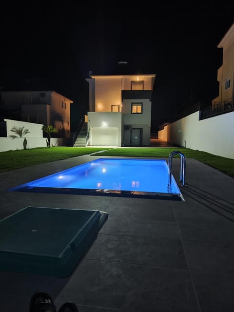 Night, Pool view, Swimming pool