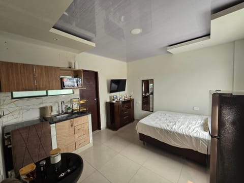 Bed, TV and multimedia, Kitchen or kitchenette, Bedroom, oven, wardrobe