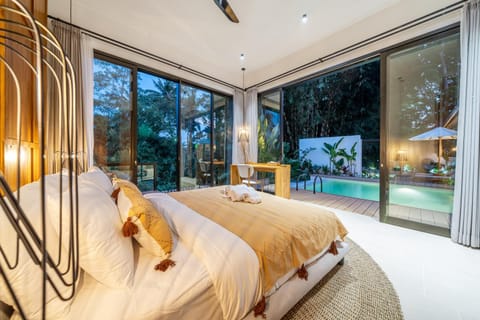 Bed, Photo of the whole room, Bedroom, Pool view, Swimming pool