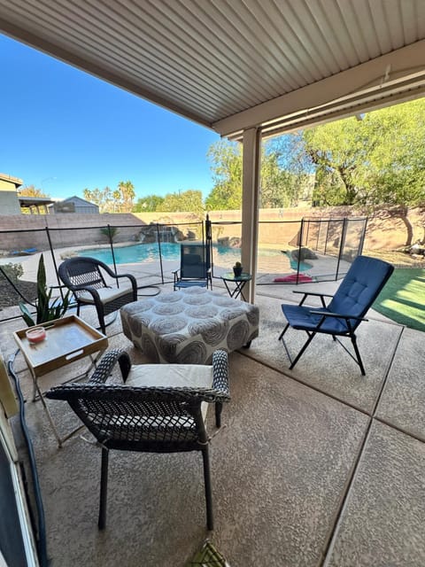 Patio, Seating area, Pool view, Swimming pool