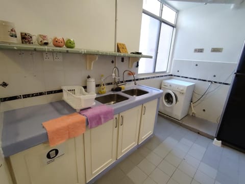 Kitchen or kitchenette, washing machine