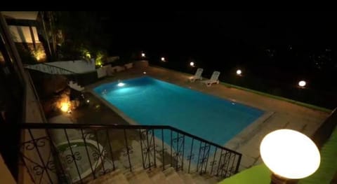 Night, Pool view, Swimming pool