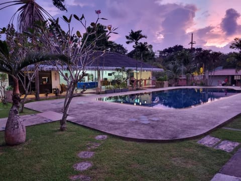 Property building, Night, Natural landscape, Pool view, Swimming pool