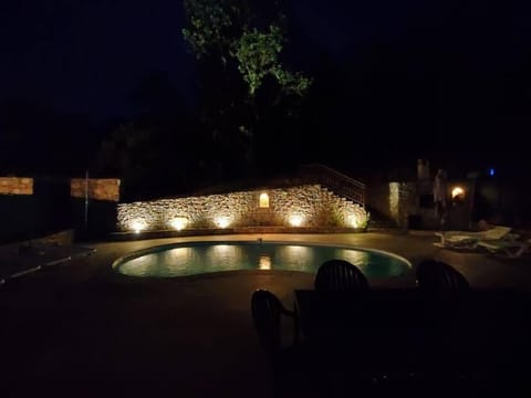 Night, Pool view, Swimming pool