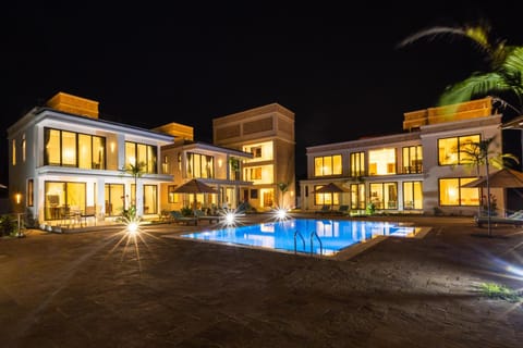 Property building, Night, Pool view, Swimming pool