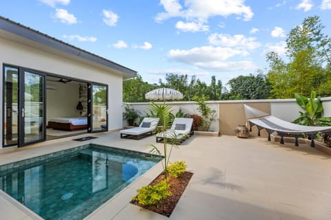 Patio, Natural landscape, Seating area, Garden view, Pool view, Swimming pool