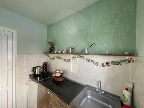 Kitchen or kitchenette, stove