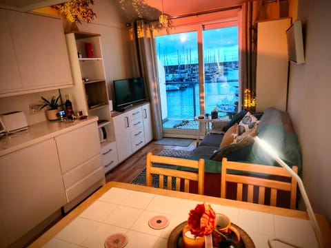 Kitchen or kitchenette, Living room, Seating area, Dining area, Lake view, River view, dishwasher, minibar, oven, pet friendly