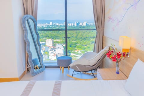 Bed, Bedroom, City view