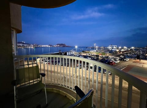 Night, View (from property/room), Balcony/Terrace, City view, Sea view