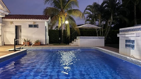 Property building, Night, Pool view, Swimming pool