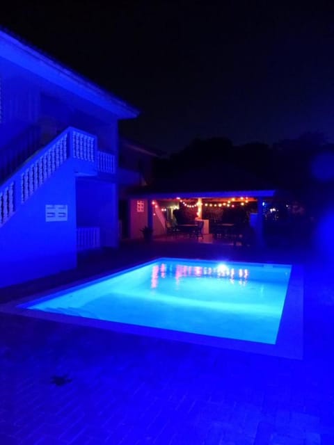 Night, Pool view, Swimming pool