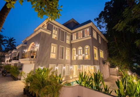 Property building, Night, Garden, Garden view