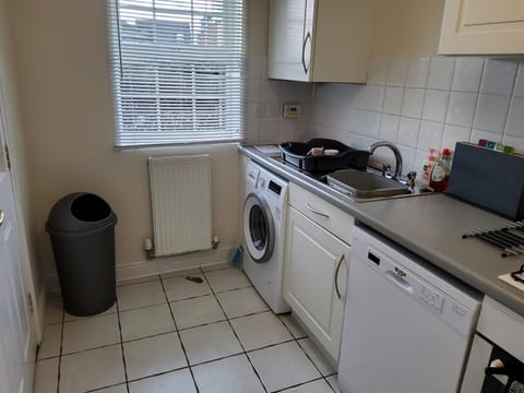 Kitchen or kitchenette, dishwasher, washing machine