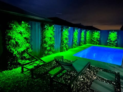 Night, Garden view, Pool view, Swimming pool, sunbed