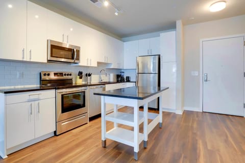 Dining area, dishwasher, microwave, oven, stove, toaster, kitchen