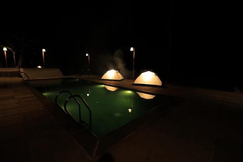 Night, Pool view, Swimming pool