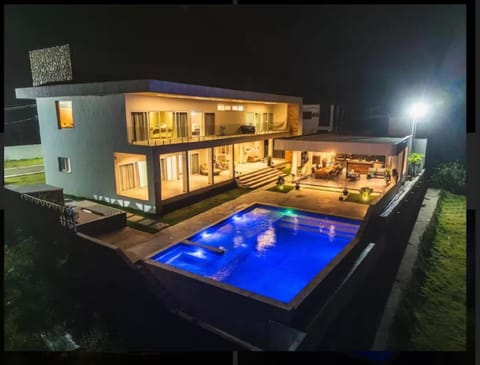 Property building, Night, Swimming pool