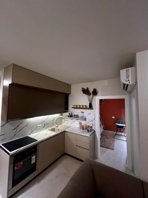 Kitchen or kitchenette, oven, stove