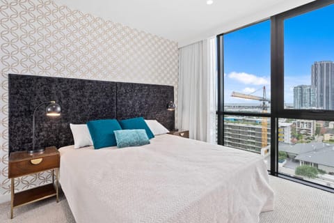 Bed, Bedroom, City view