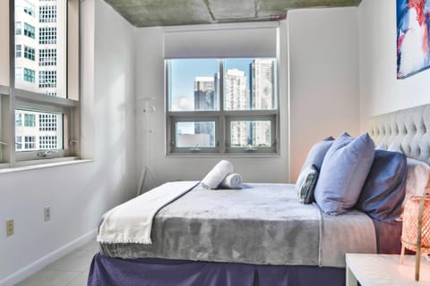 Bed, Bedroom, City view, air conditioner