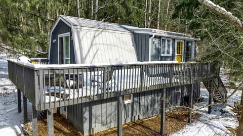 Treehouse Chalet Wood Fireplace Wraparound Porch Chalet in Cattaraugus