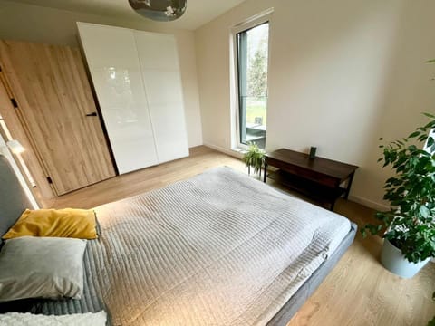 Bed, Bedroom, Garden view, wardrobe