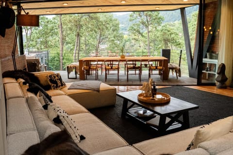 Balcony/Terrace, Living room, Lounge or bar, Dining area, Mountain view, fireplace