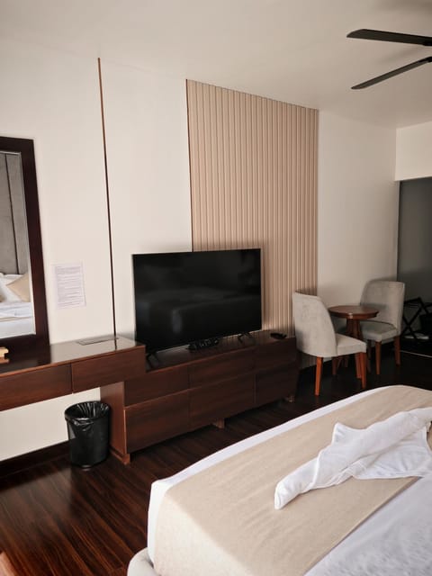 Bed, TV and multimedia, Seating area, Evening entertainment, Bedroom