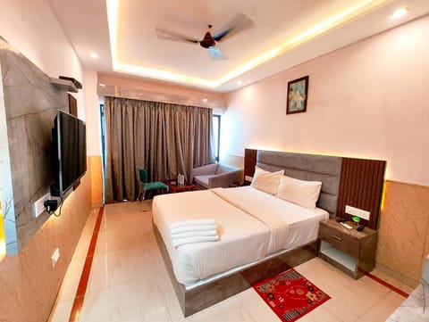 Bed, TV and multimedia, Living room, Photo of the whole room, Seating area, Evening entertainment, Bedroom, air conditioner